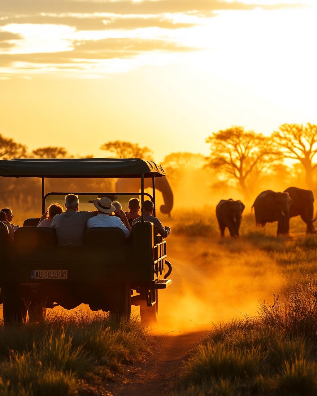 Safari al tramonto tra gli elefanti