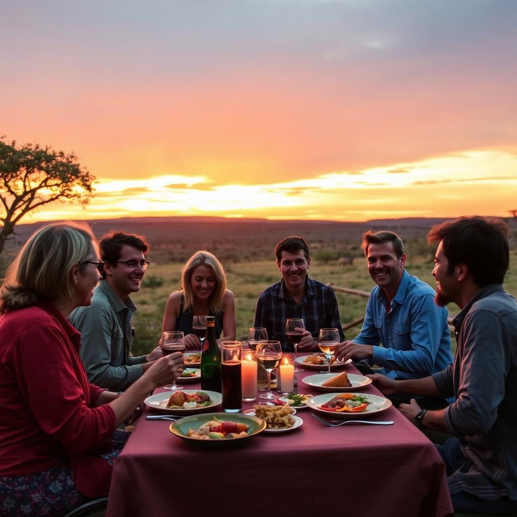 Cena al tramonto nella savana