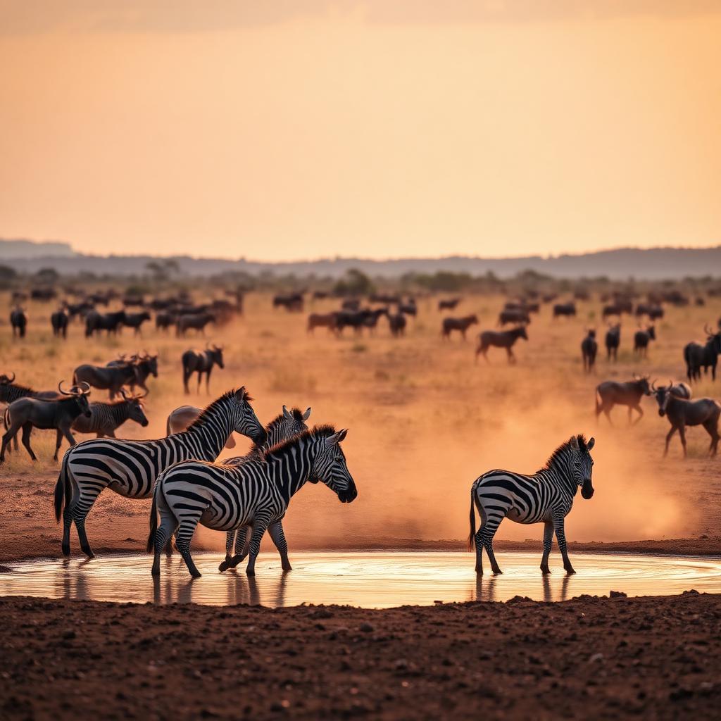 Zebre a un abbeveratoio